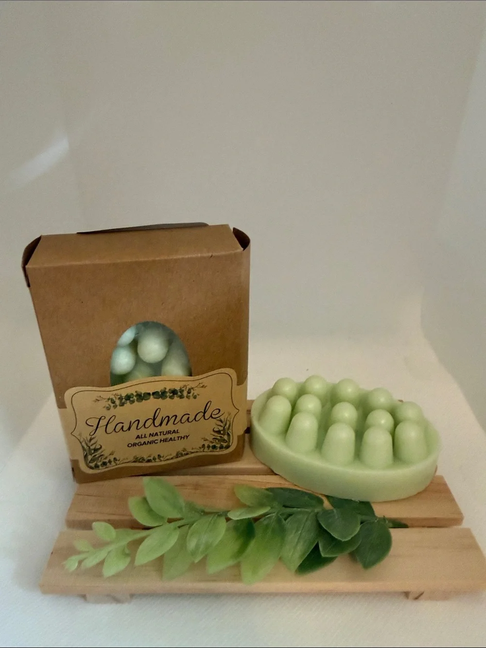 Handmade Organic Massage Soap Bar - Light Green